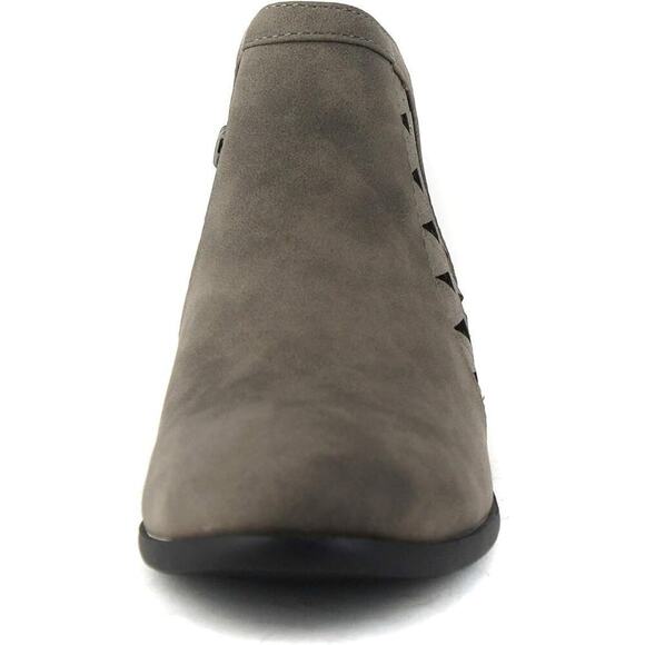 Soda Ankle Boots Women's Perforated Cut Out Stacked Block Heel Gray SZ 7.5 - Picture 2 of 6
